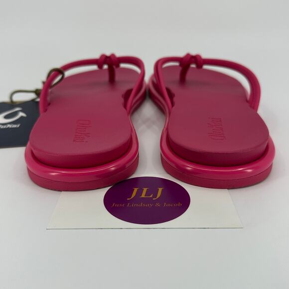OluKai Women's 'Aka Water Resistant Knotted Thong Sandals Pink Plumeria Size 6 - Picture 6 of 11